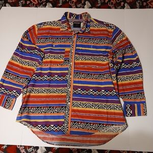 Western Cowboy Core Button Down Long Sleeve Shirt Frontier Series Size XL